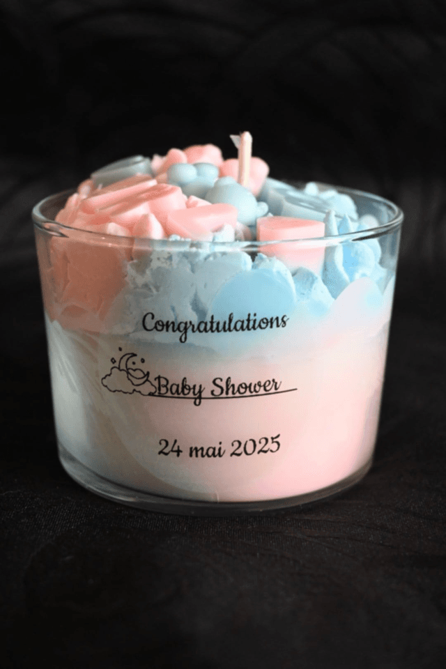 Bougie Baby Shower personnalisée – Cire naturelle &amp; cadeau invité