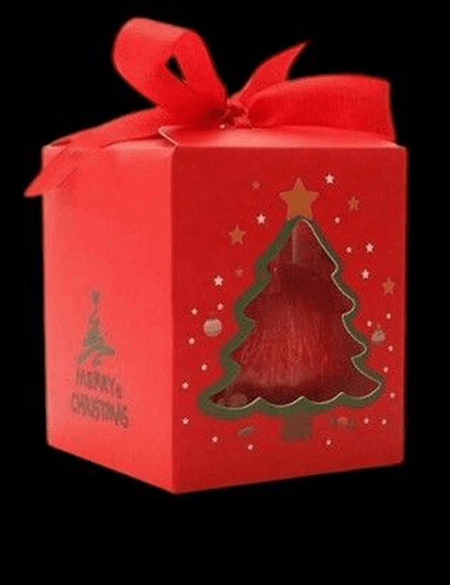 🎄 Boîte à Bougie de Noël Rouge – Sapin Festif